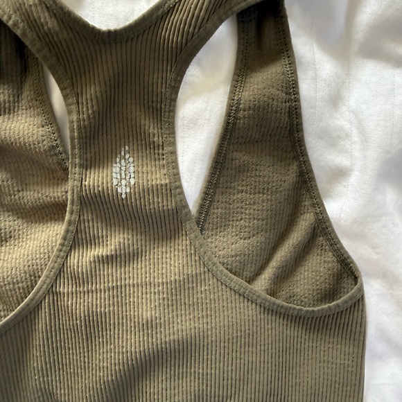 Free People Olive Ribbed Racerback Tank Top - Picture 1 of 3